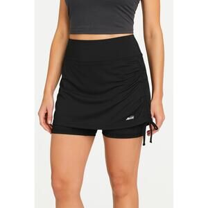 Avia Black Ruched Side Ava Logo Stretchy Active Sporty Womens Skort Size Large
